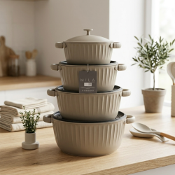 Cooking Pot With Aluminium Lid Set 4 Pcs